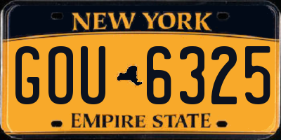 NY license plate GOU6325