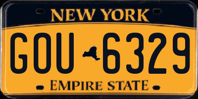 NY license plate GOU6329