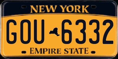 NY license plate GOU6332