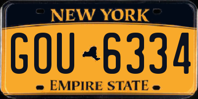 NY license plate GOU6334