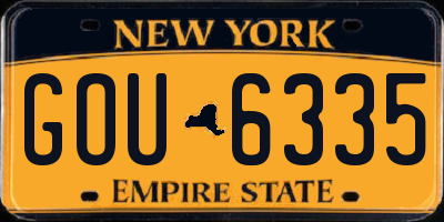 NY license plate GOU6335