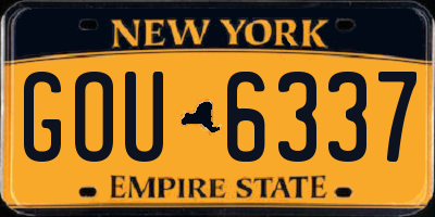 NY license plate GOU6337