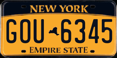 NY license plate GOU6345