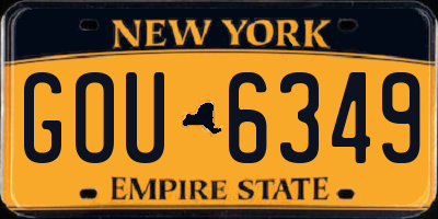 NY license plate GOU6349