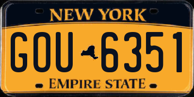 NY license plate GOU6351