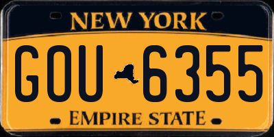 NY license plate GOU6355