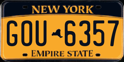 NY license plate GOU6357