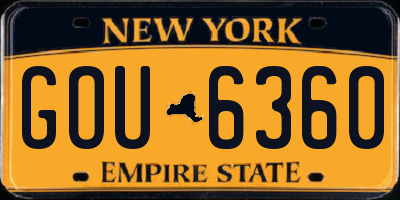 NY license plate GOU6360