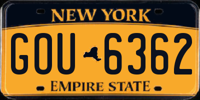 NY license plate GOU6362