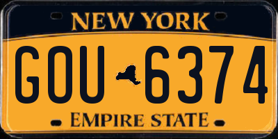 NY license plate GOU6374