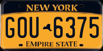NY license plate GOU6375