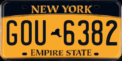 NY license plate GOU6382