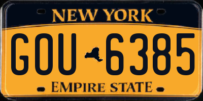 NY license plate GOU6385