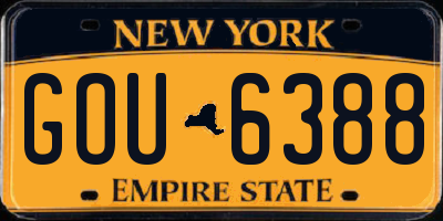NY license plate GOU6388