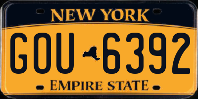 NY license plate GOU6392