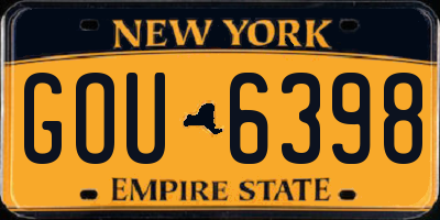 NY license plate GOU6398