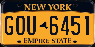 NY license plate GOU6451