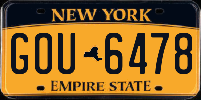 NY license plate GOU6478
