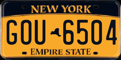 NY license plate GOU6504