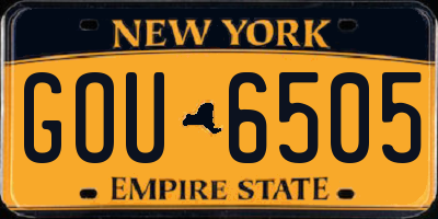 NY license plate GOU6505