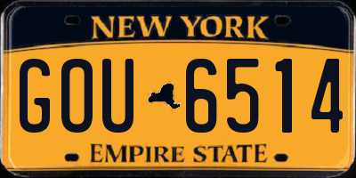 NY license plate GOU6514