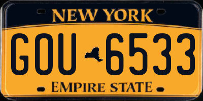 NY license plate GOU6533