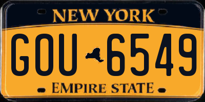 NY license plate GOU6549