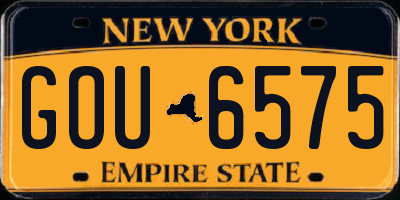 NY license plate GOU6575