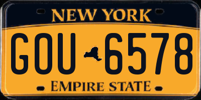 NY license plate GOU6578