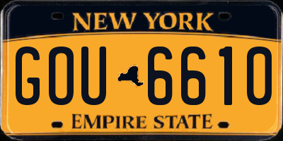 NY license plate GOU6610