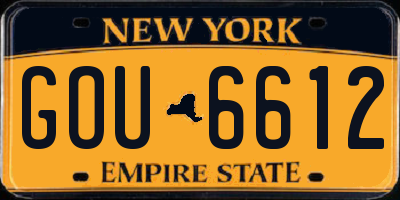 NY license plate GOU6612