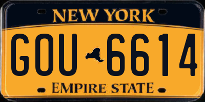 NY license plate GOU6614