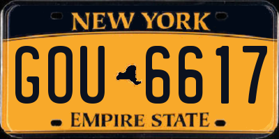 NY license plate GOU6617