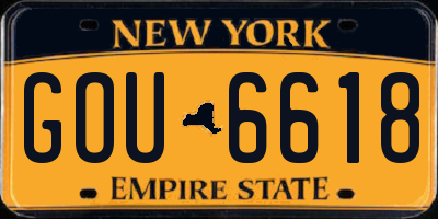 NY license plate GOU6618