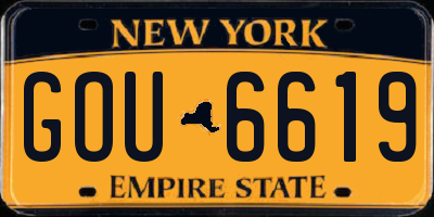 NY license plate GOU6619