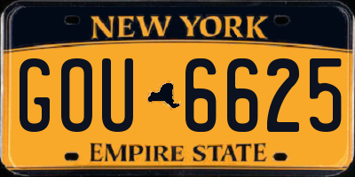 NY license plate GOU6625