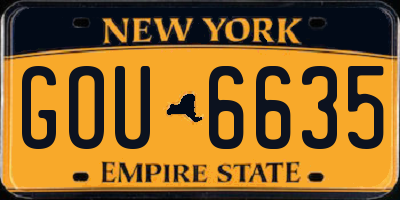 NY license plate GOU6635