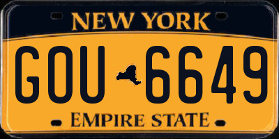 NY license plate GOU6649