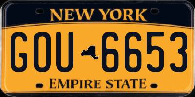 NY license plate GOU6653