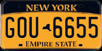 NY license plate GOU6655