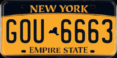 NY license plate GOU6663