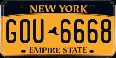 NY license plate GOU6668