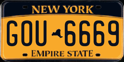 NY license plate GOU6669