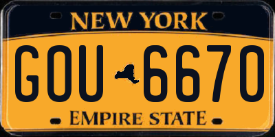 NY license plate GOU6670