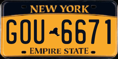 NY license plate GOU6671