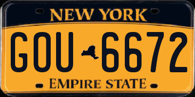 NY license plate GOU6672