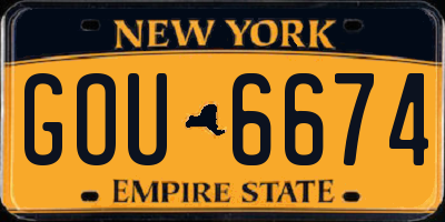 NY license plate GOU6674