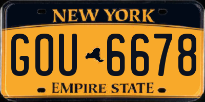 NY license plate GOU6678