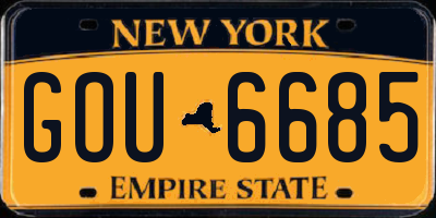 NY license plate GOU6685