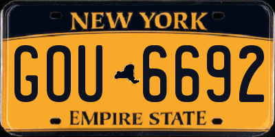 NY license plate GOU6692